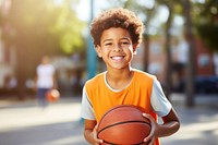 Boy basketball player cheerful sports smile. 