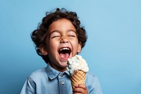 Kid eating ice cream cheerful dessert food. 