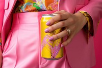 Hand holding soda can design