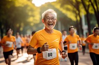 Marathon running smiling jogging adult. AI generated Image by rawpixel.