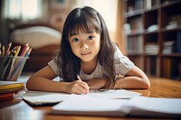 Writing homework student child. AI generated Image by rawpixel.