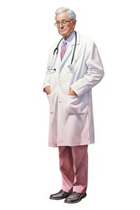 Old man doctor adult white background stethoscope. 