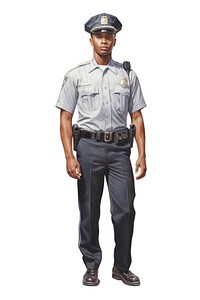 African american policeman adult white background protection. AI generated Image by rawpixel.