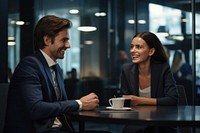 Coworkers conversation smiling talking. AI generated Image by rawpixel.