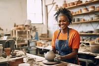 Pottery apron craftsperson entrepreneur. AI generated Image by rawpixel.