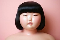 Chubby female rubber doll portrait adult skin. 