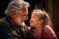 Child grandfather portrait laughing. 