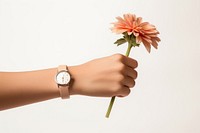 Flower hand wristwatch finger. 