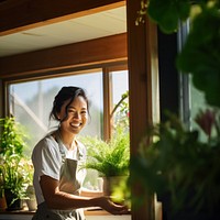 Indoor plant smiling window garden. AI generated Image by rawpixel.