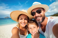 Happy family vacation selfie portrait. 