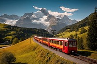 Train landscape mountain outdoors. 