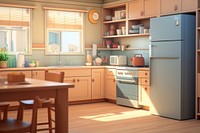 Kitchen refrigerator appliance furniture.