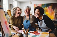 Laughing painting adult fun. 