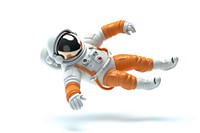 Floating astronaut cartoon white background protection. 