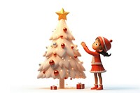 Christmas cartoon white tree. AI generated Image by rawpixel.