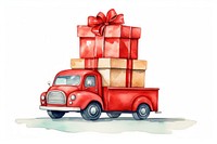 Red Truck carrying gift boxs truck vehicle cartoon. AI generated Image by rawpixel.