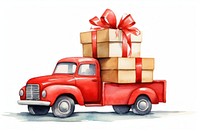 Red Truck carrying gift boxs truck vehicle cartoon. AI generated Image by rawpixel.