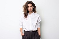 Androgynous clothes fashion sleeve blouse. 