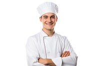 Chef adult smile white background. 