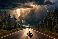 Running lightning thunderstorm outdoors. AI generated Image by rawpixel.
