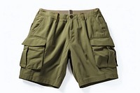 Cargo short shorts khaki white background. 