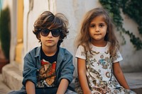 Adorable kids sunglasses portrait child. 