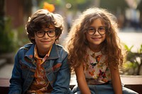 Adorable kids glasses portrait child. 