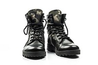 Combat boots footwear shoe white background.