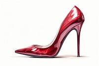 High heels footwear shoe white background. 