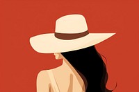 Woman wearing big fashionable hat hairstyle sombrero headwear. 