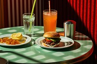 Hamburger brunch table plate. 