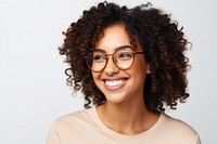 Glasses portrait smiling adult. 