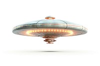 Vintage ufo white background architecture illuminated. 