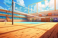 Volleyball cartoon sports architecture. AI generated Image by rawpixel.