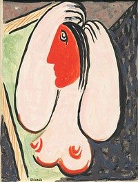 In front of a mirror (1937–1938), abstract woman illustration by Mikulas Galanda. Original public domain image from Web Umenia. Digitally enhanced by rawpixel.