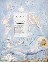 The Poems of Thomas Gray, Design 3, "Ode on the Spring." (1797-1798), vintage illustration by William Blake. Original public domain image from Yale Center for British Art. Digitally enhanced by rawpixel.