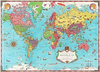Mercator map of the world (1931), world map by Ernest Dudley Chase. Original public domain image from Digital Commonwealth. Digitally enhanced by rawpixel.