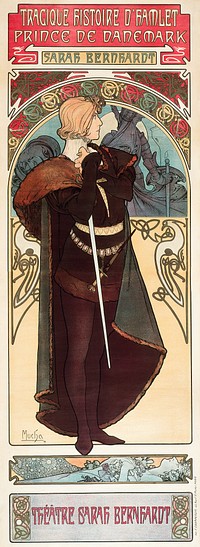 Alphonse Mucha's Hamlet (1899), vintage man illustration. Original public domain image from The Los Angeles County Museum of Art. Digitally enhanced by rawpixel.