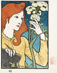 Salon des Cent (1894), vintage woman illustration by Eugene Samuel Grasset. Original public domain image from The Los Angeles County Museum of Art. Digitally enhanced by rawpixel.