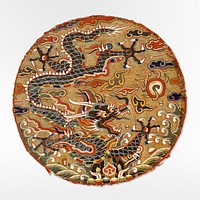 Medallion with Five-Clawed Dragon (long) (17th century), vintage Chinese illustration. Original public domain image from The MET Museum. Digitally enhanced by rawpixel.