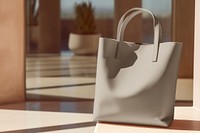 Beige leather tote bag