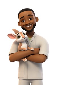 African-american veterinarian cartoon adult white background. AI generated Image by rawpixel.