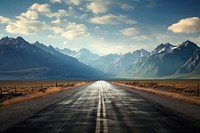 Asphalt road landscape mountain outdoors. 