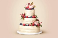 White wedding cake cream blueberry dessert. AI generated Image by rawpixel.