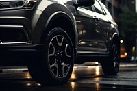 Front wheel-view of suv car vehicle tire transportation.