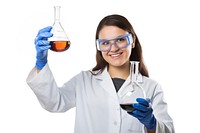 Female scientist smiling adult white background. AI generated Image by rawpixel.