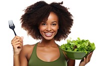 African american women holding salad adult. 