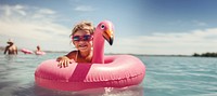 Pink flamingo sunglasses swimwear swimming. 