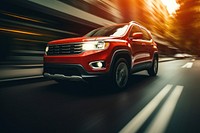 Red suv car vehicle motion speed. AI generated Image by rawpixel.
