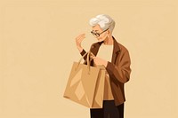 Grandmother bag glasses holding. 